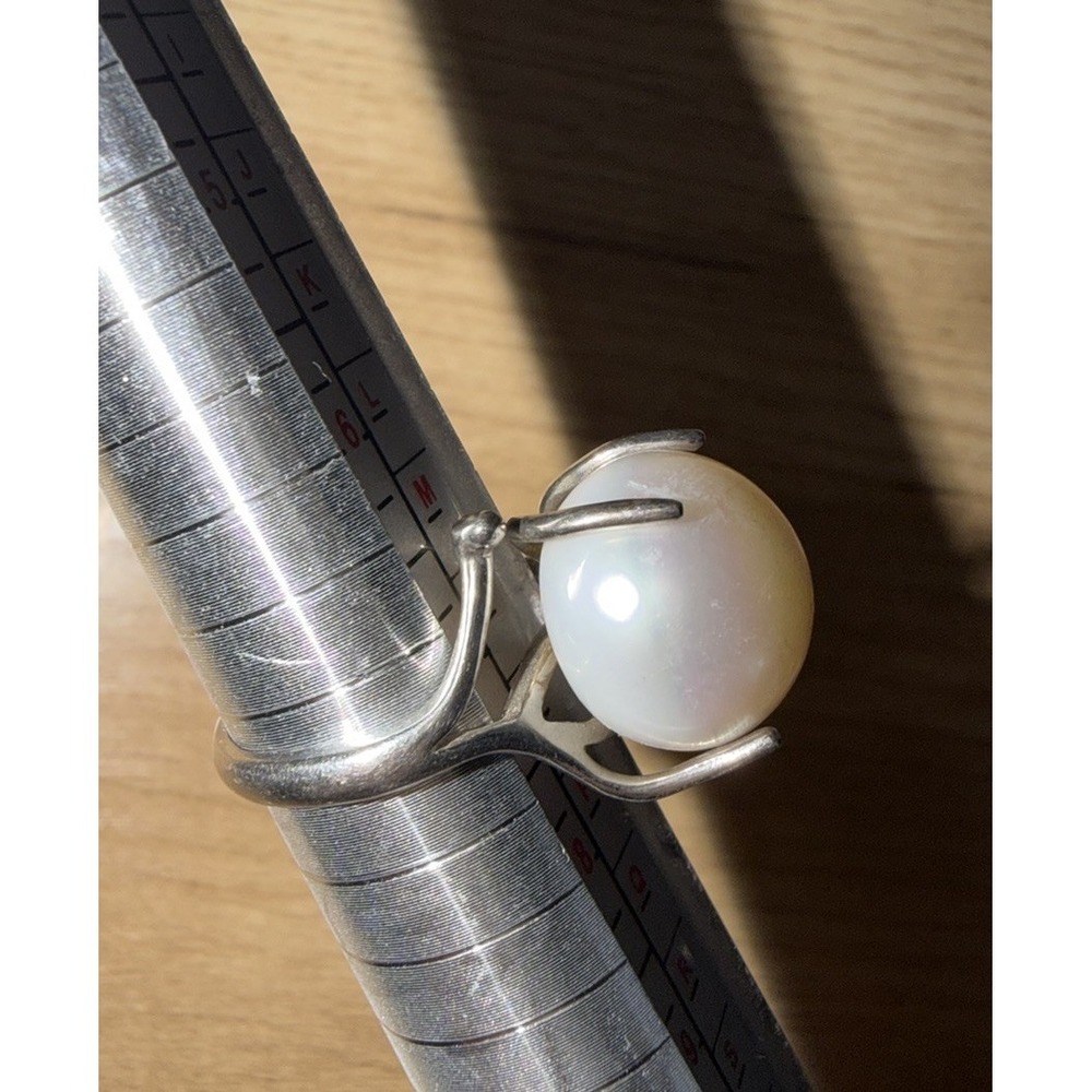 925 Sterling Silver Pearl Classic Ring Size 7 Dainty